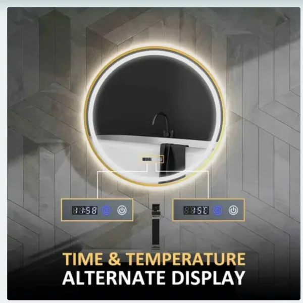 HOMCOM 60cm Round LED Bathroom Mirror with Anti-Fog and Touch Controls
