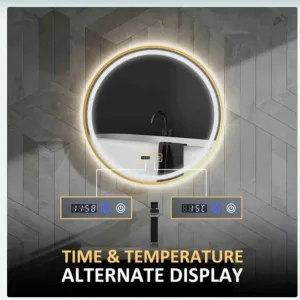 HOMCOM 60cm Round LED Bathroom Mirror with Anti-Fog and Touch Controls