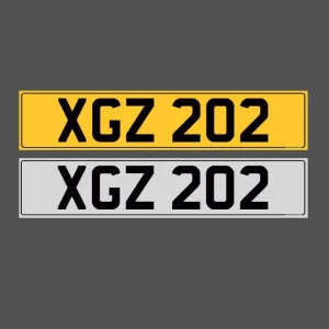 XGZ 202 Dateless Cherished Registration Plate