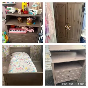 IKEA Sundvik kids bedroom set (bed, wardrobe, changing table)