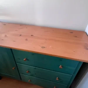 Pine topped green sideboard - Image 5