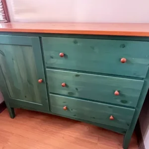 Pine topped green sideboard - Image 7