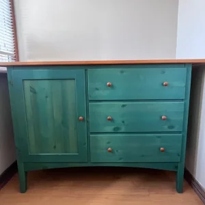 Pine topped green sideboard