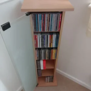 Storage Unit with Frosted Glass Door and Oak Finish - Image 2