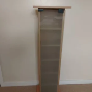 Storage Unit with Frosted Glass Door and Oak Finish - Image 4