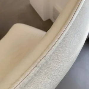 Cream Leather Conran Mid-Century Tilt & Swivel Chair with Footstool - Image 5