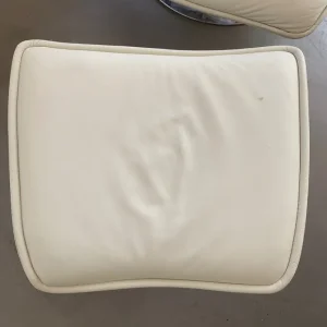 Cream Leather Conran Mid-Century Tilt & Swivel Chair with Footstool - Image 7