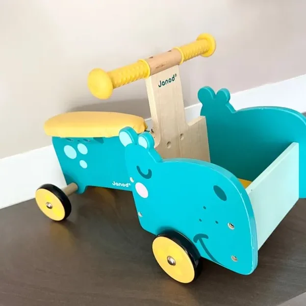 Janod Hippopotamus Wooden Ride-On for Kids
