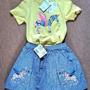 Organic cotton UPF 50+ t-shirt and skirt for kids 9-10