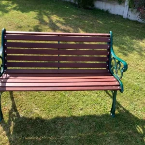 4ft Garden Bench with Reclaimed Mahogany Slats - Image 2