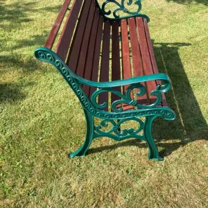 4ft Garden Bench with Reclaimed Mahogany Slats - Image 4