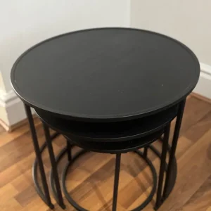 Nest of 3 tables in black and wood - Image 2
