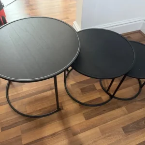 Nest of 3 tables in black and wood