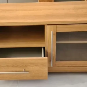 Argos 1 Drawer and 2 Shelf Glass Door TV Unit – Oak Effect - Image 4