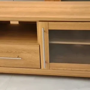 Argos 1 Drawer and 2 Shelf Glass Door TV Unit – Oak Effect