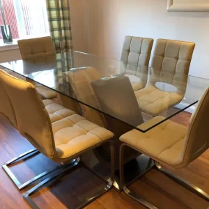 Rectangular glass dining table with 6 dining chairs - Image 2