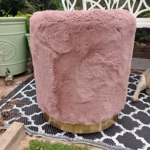 Blush pink furry stool - Image 3
