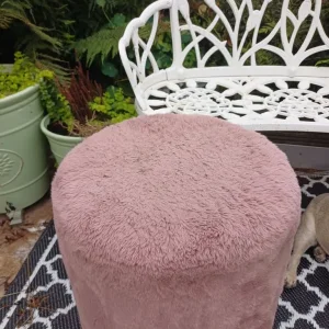 Blush pink furry stool
