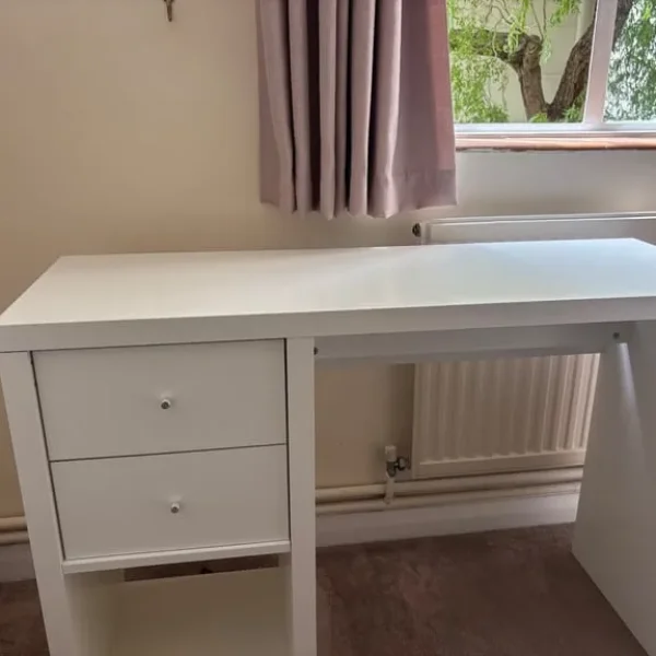 White Ikea Kallax Desk (with drawers)