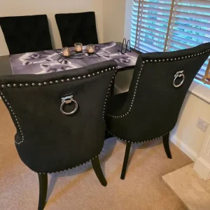 Belgravia Dining Table and 4 Black Velvet Chairs - Image 2