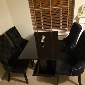 Belgravia Dining Table and 4 Black Velvet Chairs - Image 5