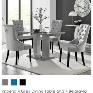 Belgravia Dining Table and 4 Black Velvet Chairs - Image 6