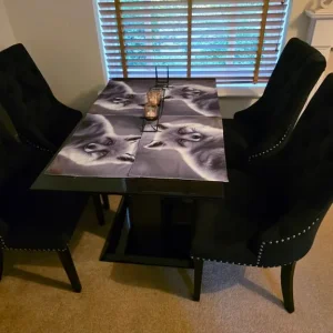 Belgravia Dining Table and 4 Black Velvet Chairs