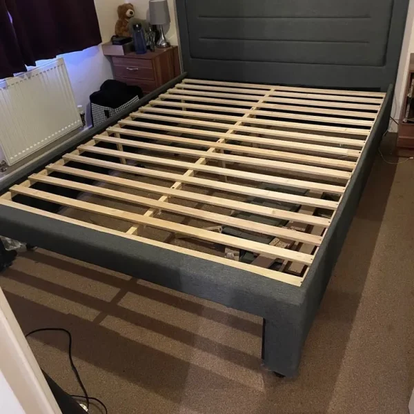 Grey King size bed with drawers