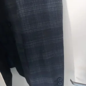 Men's Navy Check Blazer Jacket - Image 2