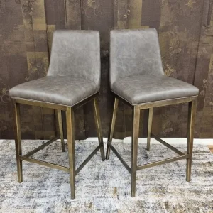Leather and Metal Bar Stools - Image 2