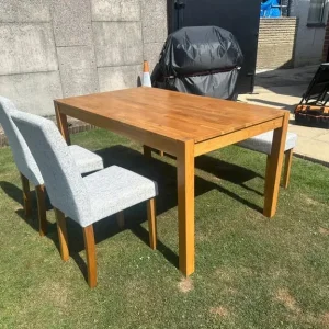 Oak Dining Table with Bench and 2 Chairs - Image 2