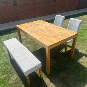Oak Dining Table with Bench and 2 Chairs - Image 5