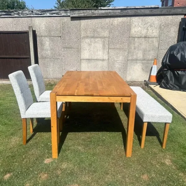 Oak Dining Table with Bench and 2 Chairs