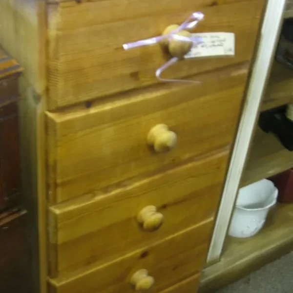 Stripped Pine Tallboy Chest with 5 Drawers