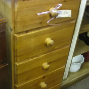Stripped Pine Tallboy Chest with 5 Drawers
