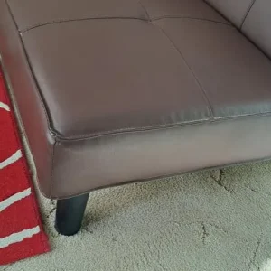 Brown Leather Sofa Bed and Two Seater Sofa with Footstool - Image 3