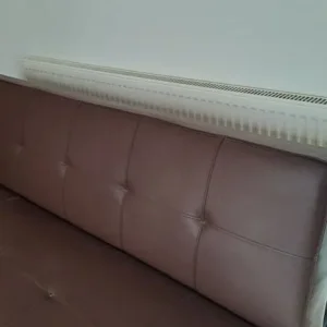 Brown Leather Sofa Bed and Two Seater Sofa with Footstool - Image 4