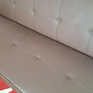 Brown Leather Sofa Bed and Two Seater Sofa with Footstool - Image 5