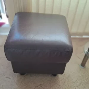 Brown Leather Sofa Bed and Two Seater Sofa with Footstool - Image 6