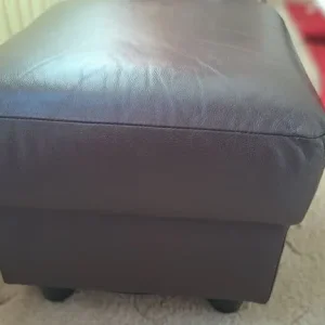 Brown Leather Sofa Bed and Two Seater Sofa with Footstool - Image 7