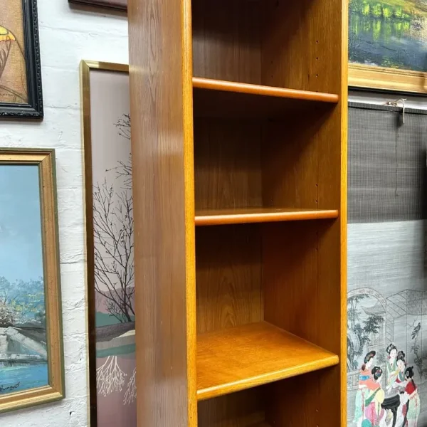 Teak Finish Slim Bookcase