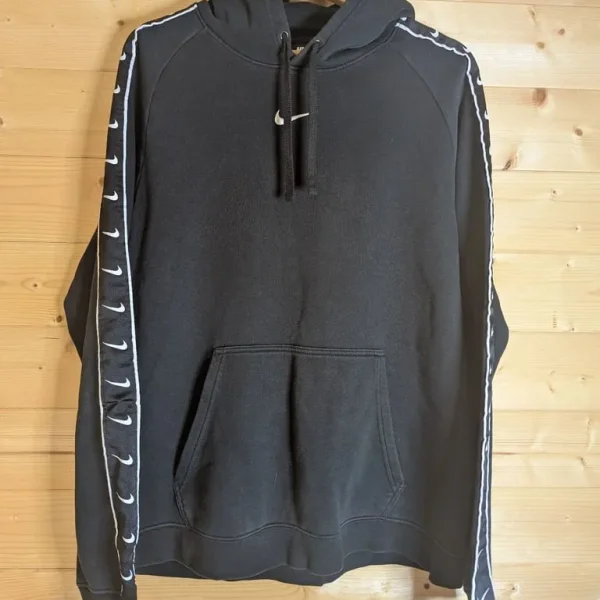Nike Black Hoodie with Swoosh Logo Tape, Men's Size Large