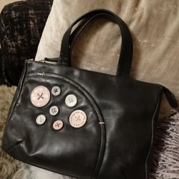 Radley black leather handbag with stitched detail