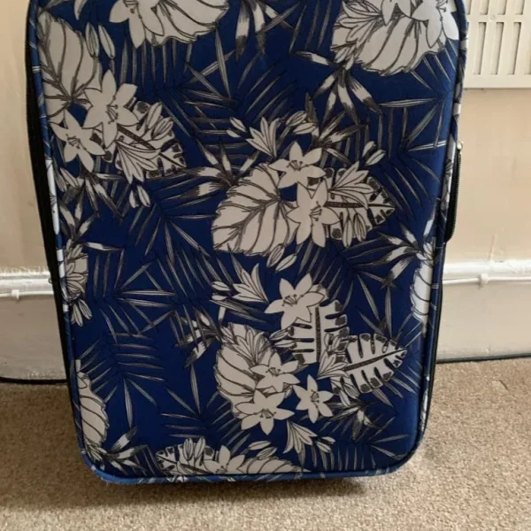 Blue and white flower suitcase