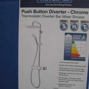 Triton Thermostatic Push Button Divertor Bar Mixer Shower - Image 3