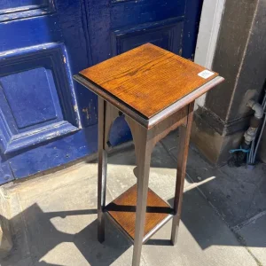 Oak Plant Stand with Shelf at Base - Image 2
