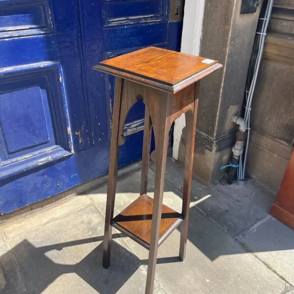 Oak Plant Stand with Shelf at Base