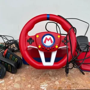 UNTESTED Mario Kart steering wheel and 4 PS2 buzz hand sets