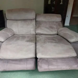 2 matching grey reclining sofas - Image 2