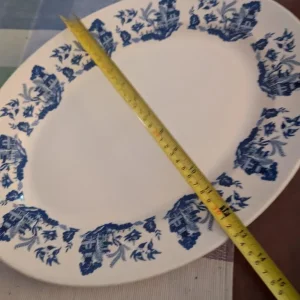 2 Vintage Dudson White Blue Willow Large Heavy Platter 17" Oriental Design - Image 3